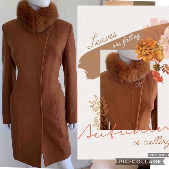 New Snap Buttoned Coat w/Real Dyed Arctic Fox Fur - Picture 5 of 8